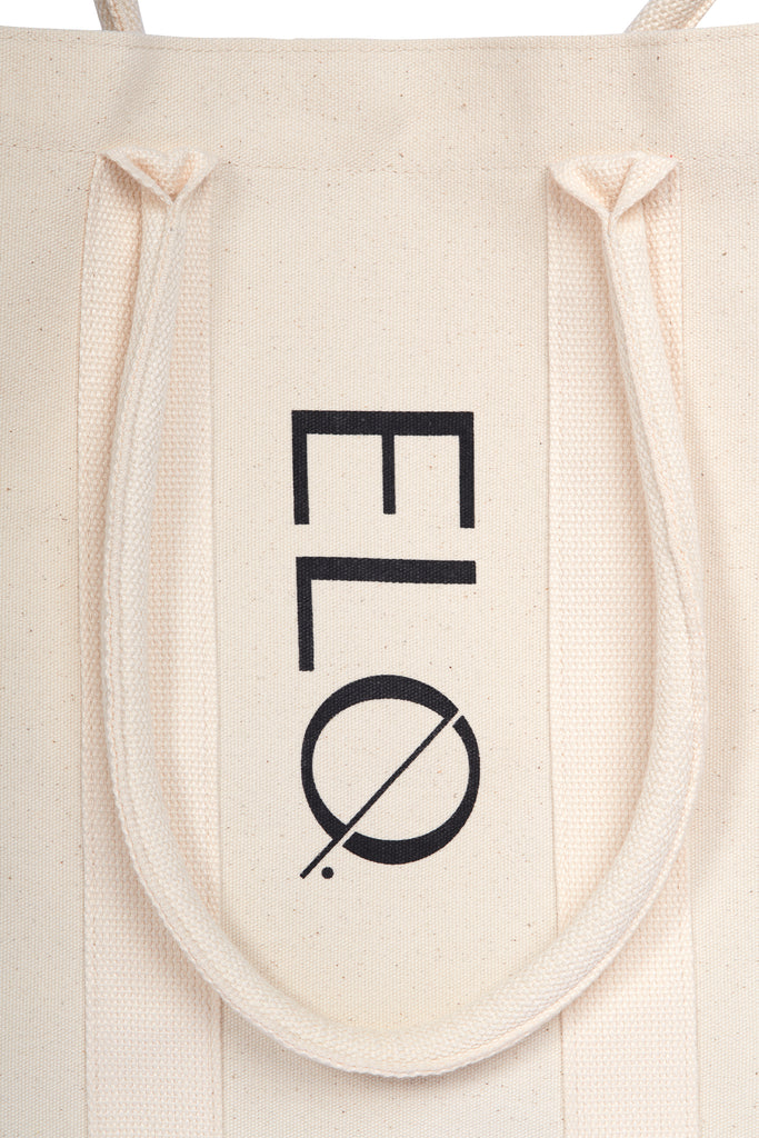 ELQ shoulder tote bag in vanilla canvas